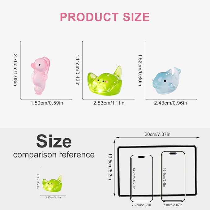 105pcs Luminous Mini Resin Animals 11 Types Glow in the Dark to Hide Miniature Resin Animals Figures Small Plastic Ocean Animal for Fairy Garden Micro Landscaping Dollhouse Home Decor Party Gifts.