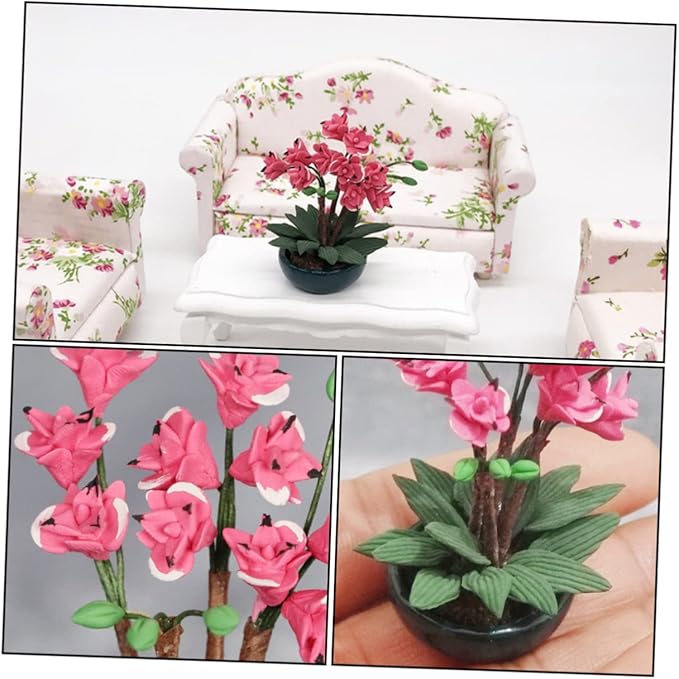 Toyvian Miniature Dollhouse Furniture Simulation Pot Plant Decoration 2.75 Inch Tiny Potted Plant for Dollhouse Accessories and Mini Scene Layout