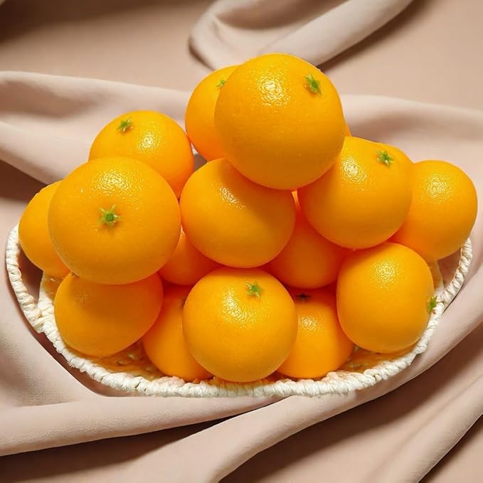 24 Pcs Artificial Faux Decorative Oranges,Fake Oranges for Decoration Lifelike, Realistic Fake Fruit for Christmas Home Kitchen Festival Party Decoration