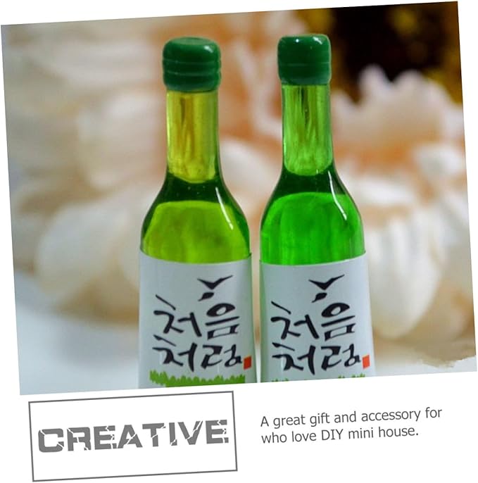 BCOATH 12pcs Mini Korean Rice Wine Bottle Models Miniature Wine Bottles for Dollhouse Decor Realistic Mini House Accessories for Kitchen and Garden Safe Ornaments for Collectors