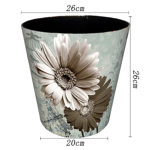 Scakbyer 10L/2.64 Gallon PU Leather Trash Can Decorative Waterproof Wastebasket Paper Basket Garbage Bin for Home Office Bathroom