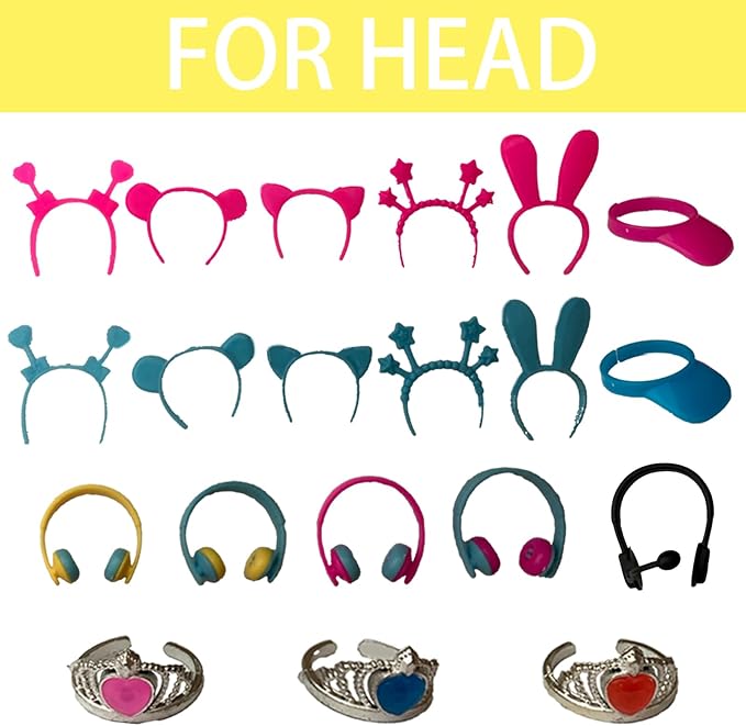 ZJXRMY Rubber Duck Accessories 52PCS - Decorations for Rubber Duck - Hats Glasses Earphones Necklaces Wings Crowns DIY Accessories for Rubber Duck (Put On)