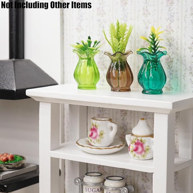 Odoria 1/12 Miniature Flower in Vase Dollhouse Decoration Accessories, 10Pcs