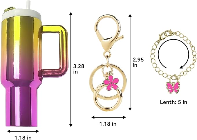 ERTUNA Mini Tumbler Keychain Accessories for Stanley Cup, 2 Way Cute Charms Chapstick Lip Balm Holder for Women Purse Handbag