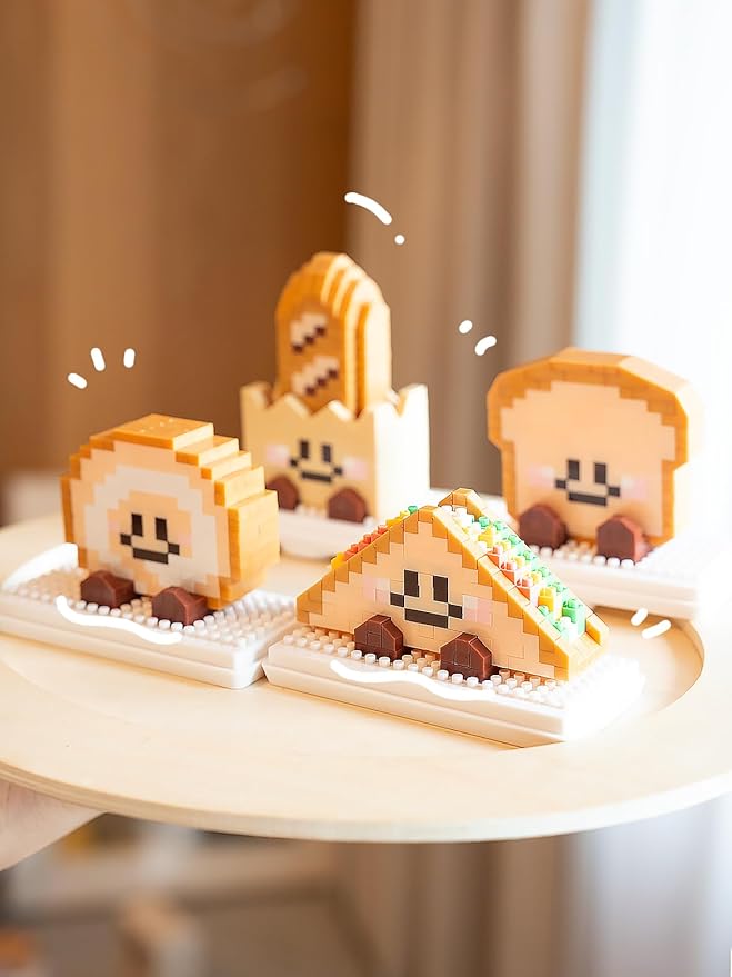 Bagel Happy Bread Series Food Cute Series Set Toy Mini Bricks Micro Building Kit Toys Desktop Ornaments Gift for Adults Kids