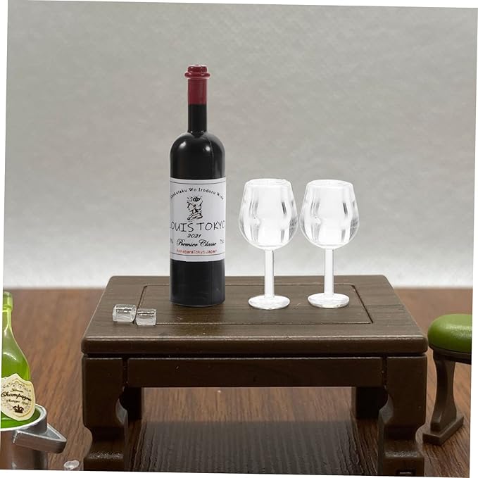Abaodam 1set Miniature Wine Bottles with Cups Dollhouse Decor Realistic Mini Bottle Models for Photography Props and Home Decoration