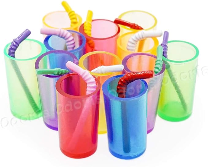 Odoria 1/12 Miniature Glasses and Straws 12Pcs Dollhouse Decoration Accessories