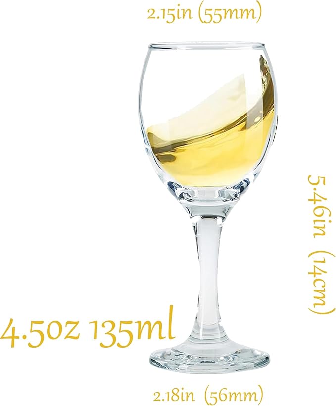 Glsairy Small Wine Glasses Cordial Glasses With Stem | Limoncello Glasses Set of 6 | Port Wine Glasses 4.5 oz | 150 Ml