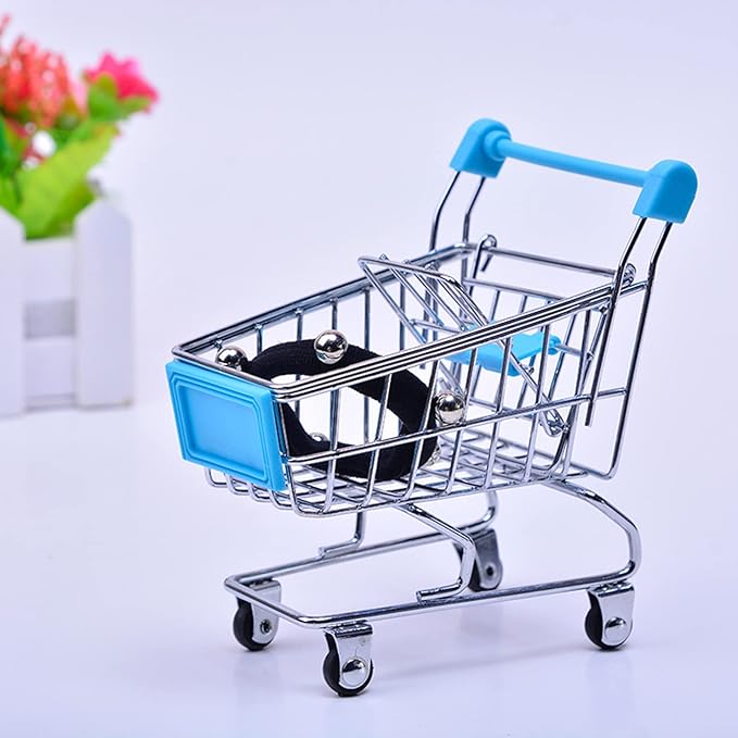 Mini Shopping Cart，Supermarket Handcart Mini Shopping Cart Mini Supermarket Storage Toy Decorative Ornaments for Storage Toys (Toy Shopping cart Blue)