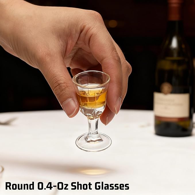 FdcLixuvol 12 Pack Clear Cordial Glasses with Base, 0.4 OZ Mini Shot Glasses Small Brandy Snifter Round Glass Snifters, Tequila Shot Glass for Tasting Wine, Tequila, Whiskey, Spirits