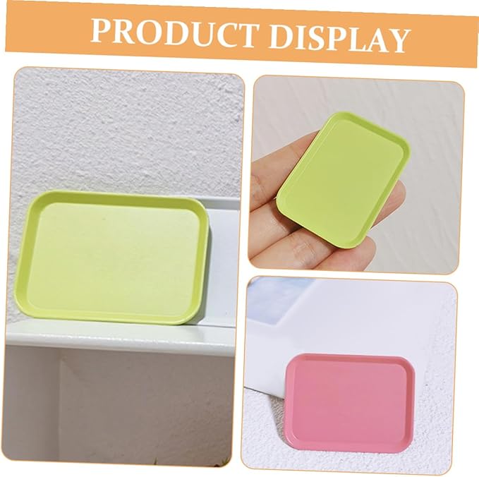 4Pcs Nordic Style Miniature Dollhouse Trays Mini House Dish Decorations for Scene Layout Realistic Mini Plates for Pretend Play Dollhouse Food Tray Accessories