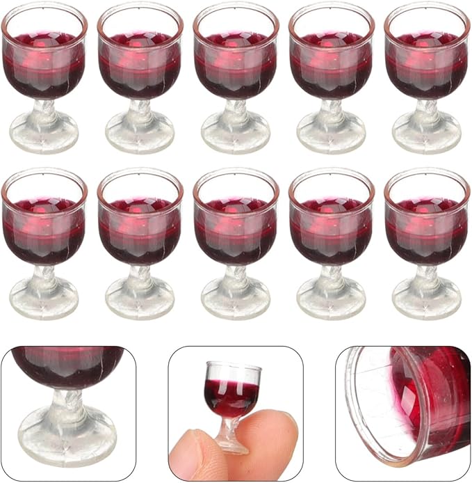 ibasenice Miniature Wine Glasses for 1/12 Dollhouse Accessories Tiny Decorative Goblets Portable Mini Doll House Wine Glasses for Crafts and Garden Decor