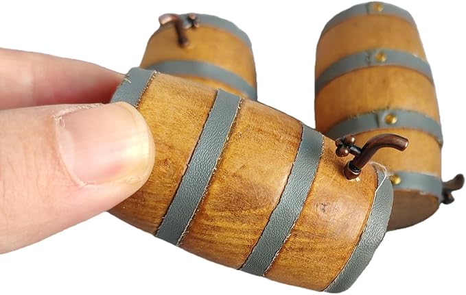 3 Pieces of Dollhouse 1/12 Scale Miniature Beer Barrels Wine Whiskey Casks Rustic Garden Farmhouse Decor