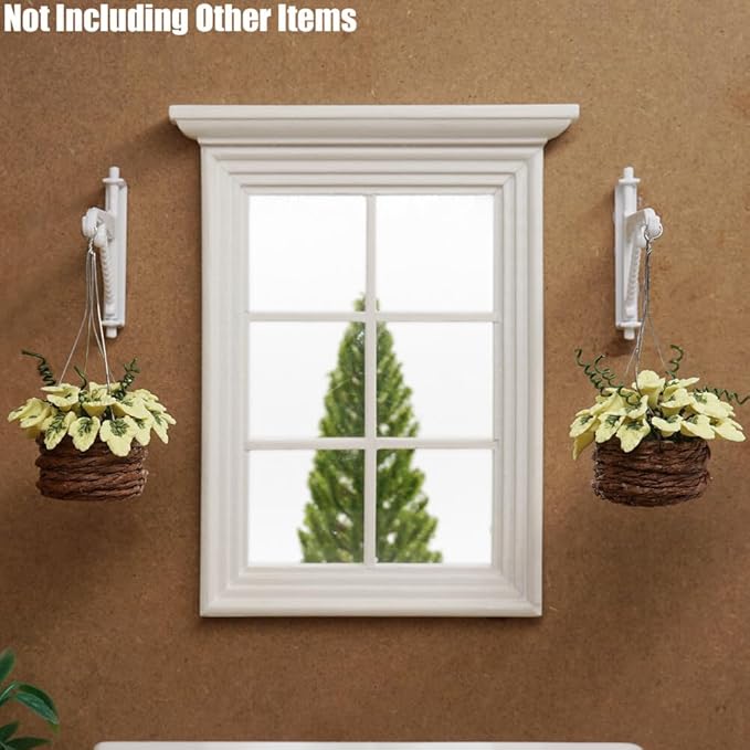 Odoria 1/12 Miniature Hanging Plants and Hook Hanger 2Pcs Mini Tiny Potted Plant Miniatures Dollhouse Decoration Accessories Doll House Accessory, Light Green