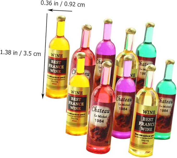 Abaodam 18Pcs Mini Resin Dollhouse Wine Bottles Ornaments Mixed Style Decorative Bottles Miniatures for Dollhouse Kitchen and Home Decor