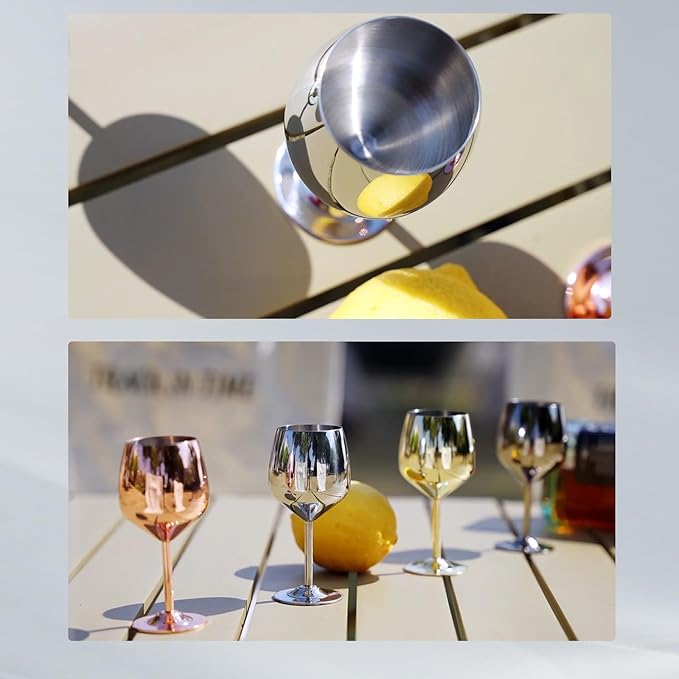 UNISWEET Shot Glasses, 2 oz Shot Glass Set, Stainless Steel Shot Glasses, Mini Wine Glass Perfect for Tasting Brandy,Suitable for family dinner party, bar tools, gifts(set of 2) (Silver)