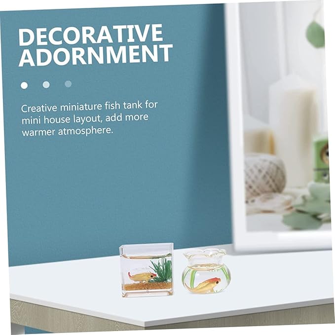 OATIPHO 2pcs Miniature Fish Bowl Decor Wear-Resistant Dollhouse Accessories for Tiny Aquarium Scenes Shapes Random and House Decoration