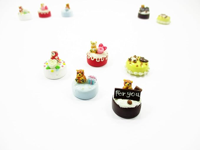 Dollhouse Miniature Food 1.5 cm 5 Mixed Tiny Bear Color Cake Dolls Bakery 15734