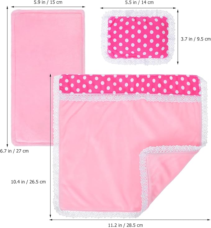 TOYANDONA 18 Inch Doll Bedding Set Miniature Dollhouse Accessories Includes Comforter Pillow Mattress for Doll Beds and Cribs Imaginative Play