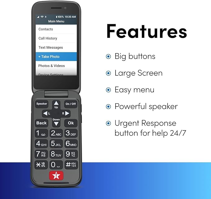 Lively Jitterbug Flip2 - Flip Cell Phone for Seniors - Not Compatible with Other Wireless Carriers - Must Be Activated Phone Plan - Graphite Flip Phone