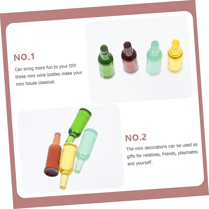 JOINPAYA 24pcs Miniature Wine Bottles Resin Ornaments for Dollhouse Decorations Mini House Accessories for Boys and Girls Playrooms Living Room and More