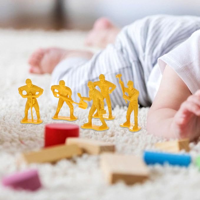VOSAREA 54Pcs Miniature People Engineering Worker Models Set Plastic Figures for Projects Safe and Realistic Miniature Models for Creative Play and Cognitive Development