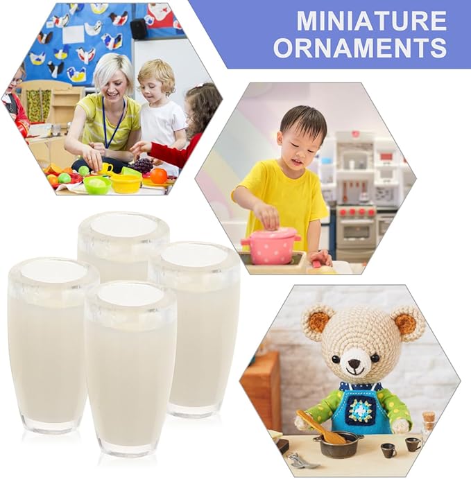 Totority 1 12 Scale Miniature Milk Cup Dollhouse Accessories Tiny Resin Milk Cups for Kitchen Decor and Pretend Play Miniature House Scenes