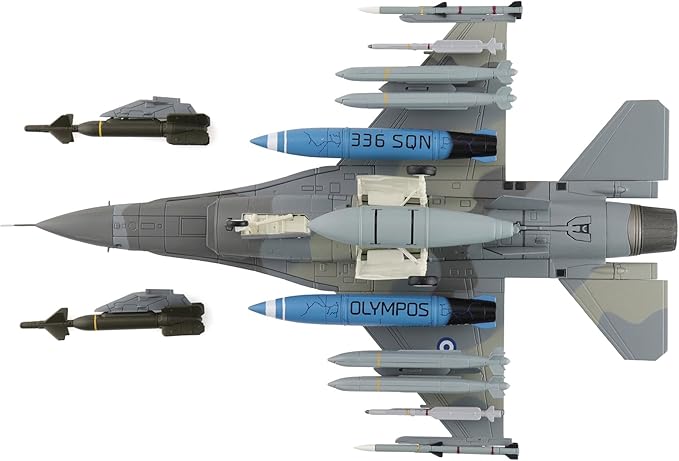 Hobby Master | 1:72 Scale Diecast Military Aircraft Replica | F-16 336 Mira 80 Years Scheme 018, Hellenic Air Force, 2023 (w/ 2 x GBU-24; 2 x AGM-65) | Model HA38099