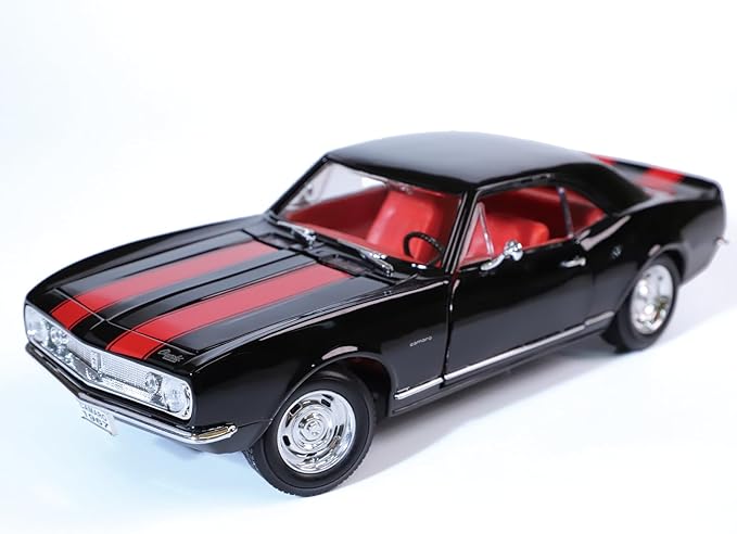 1967 Chevy Camaro Z28 Alloy Collector Model - 1:18 Scale Racing Legend Replica with Full Function Design - Iconic American Muscle Car Masterpiece - Collector's Display Set（Black）