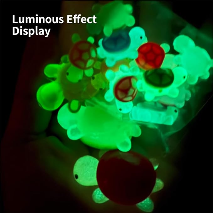 10 Pcs Extra Large Luminous Resin Turtles Figures Sea Crafts Glow in The Dark Bulk Plastic Ocean Animals Figurines to Hide 10 Colors Dollhouse Garden Aquarium Micro Landscape Decor