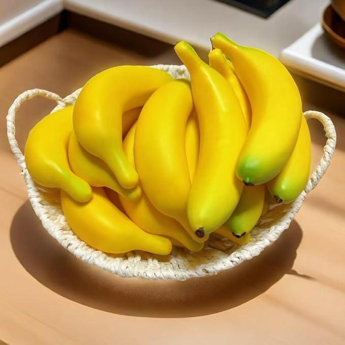 15pcs Fake Individual Banana, Artificial Yellow Bananas Lifelike Simulation Fake Fruit Home House Kitchen Decoration