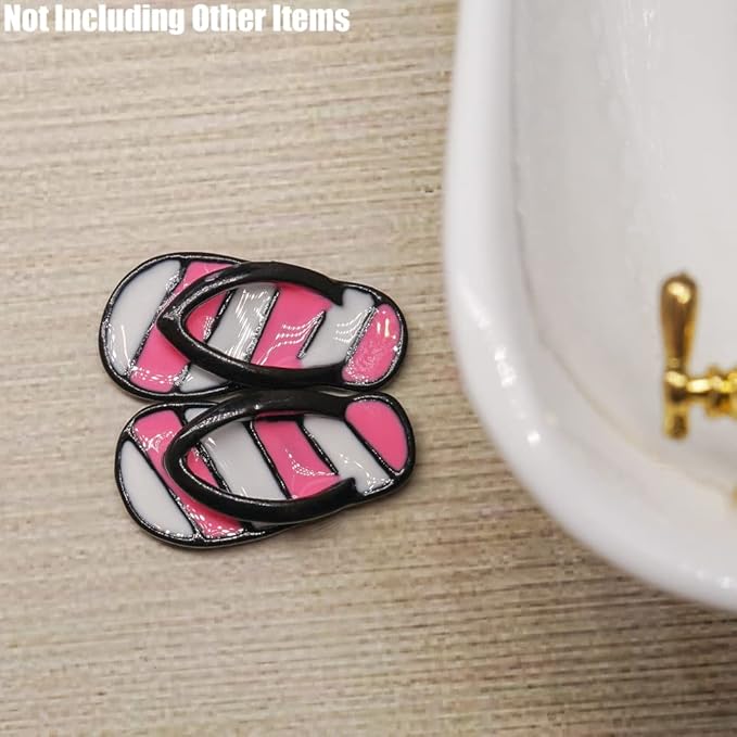 Odoria 1/12 Miniature Flip Flops Dollhouse Decoration Accessories, Pink