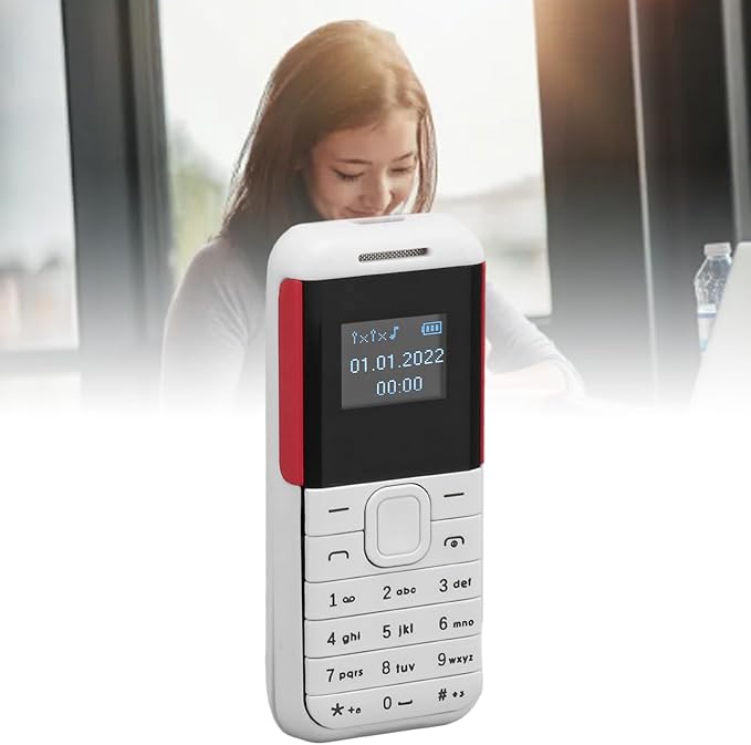 GOWENIC Small Mini Phone, 2G GSM Dual SIM Unlocked Smartphone, 0.66inch Screen 380mah Kids Small Smartphone, Bluetooth Sound Player Basic Phone (White)