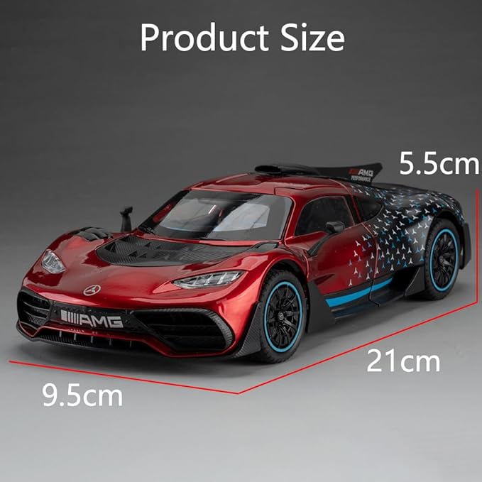 Toy Car Model 1/24 Red AMG ONE Alloy Collectible Vehicle Pull Back Die-Cast with Lights and Sound