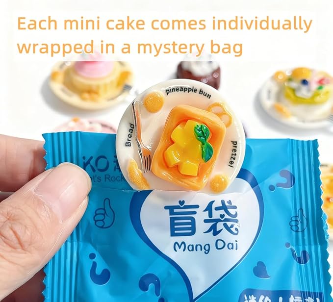 30Pcs Blind Bags Mini Cakes - Realistic Dessert Accessories, Blind Bag Resin Cake Set for Doll House Decor,Dollhouse Accessories Mini Pastry Toys, Pretend Play Kitchen Party Supplies