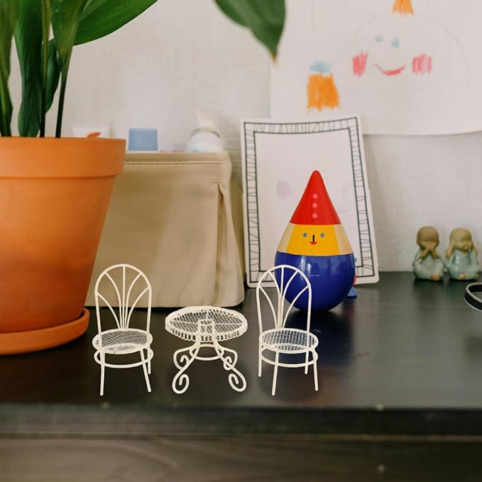 BESPORTBLE Miniature Garden Furniture Set Fairy Garden Accessories Small Table Chair Set Outdoor Decor for Home