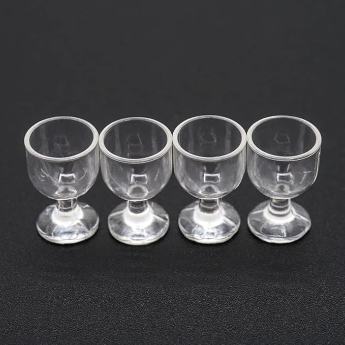 Odoria 1/12 Miniature Empty Wine Glasses 4Pcs Dollhouse Decoration Accessories, B