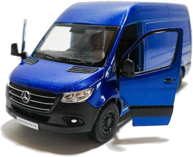 KiNSMART - Mercedes-Benz Sprinter Cargo Van 1:48 O Scale 5" Die Cast Metal Model Toy Van, Pull-Back Action (Blue)