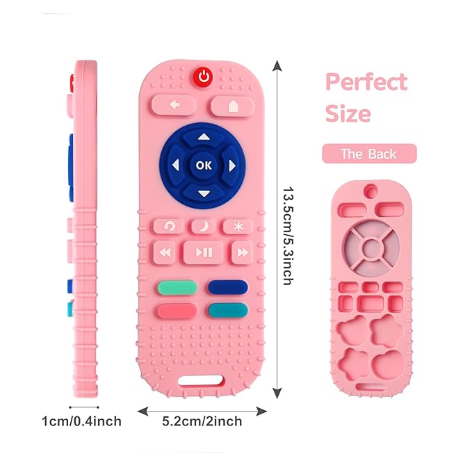 Hooku 2 Pack Silicone Teething Toys for Babies 0-6 Months, Teethers for Babies 6-12 Months, Remote Teether for Baby, Sensory Toys for Babies, Baby Chew Toys