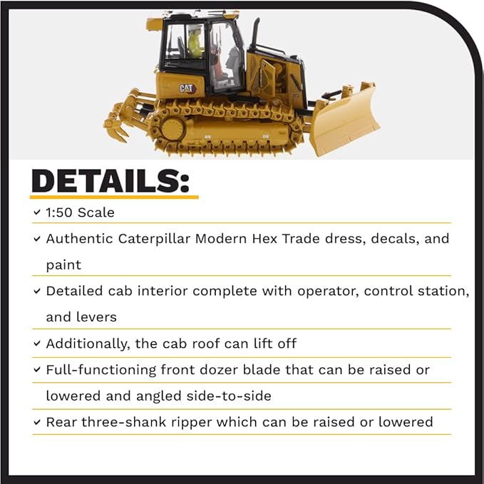 1:50 Caterpillar D3 Dozer - High Line Models by Diecast Masters - 85673 - Metal Tracks, Opening Engine Compartment and Engine Detail