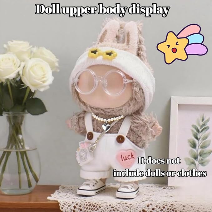 Doll Accessories Set for Labubu Included Mini White Glasses, Camera and Cute White Shoes, Dress Up Accessories for 15/17cm Dolls(No Clothes)