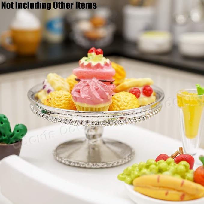 Odoria 1/6 Miniature Cake Stand Dollhouse Decoration Accessories, Silver
