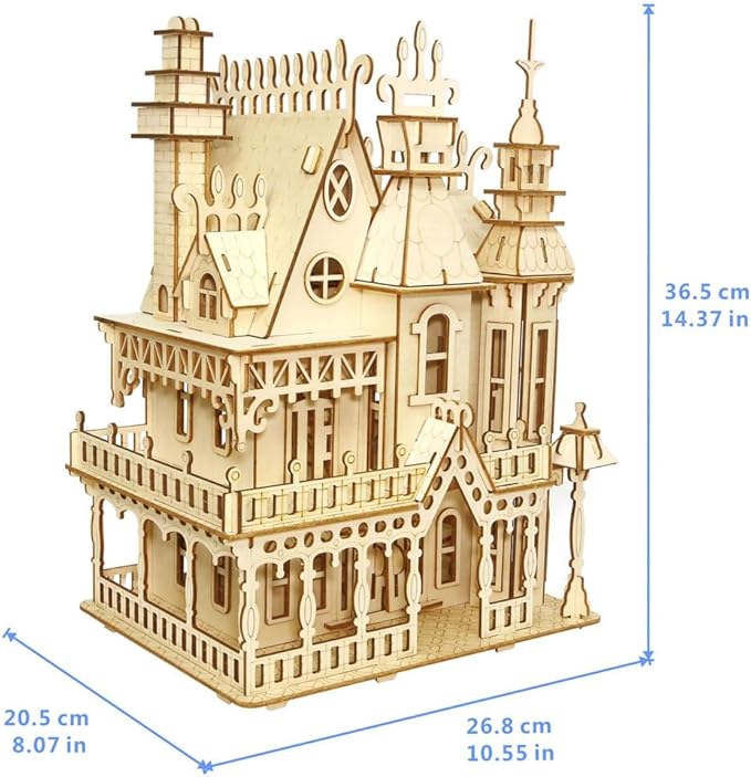 3D Puzzle House, Fantasy Villa Model Kit DIY Miniature Dolls House Kits Birthday Gift for Adults (Fantasy Villa)