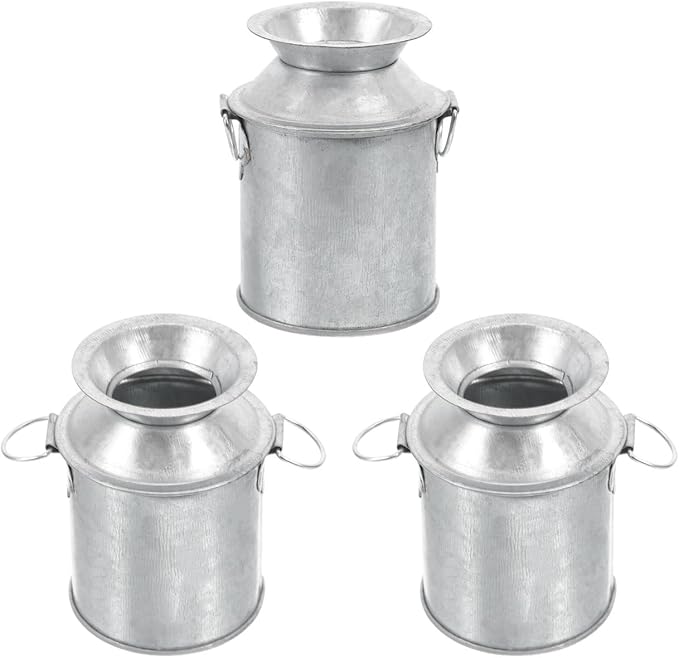Yardwe 3Pcs Mini Milk Jug Vases, Small Metal Buckets for Crafts, Iron Flower Pots for Succulents, Vintage Decorative Miniature Cans for Home Decor, 2.36x1.77x1.57in