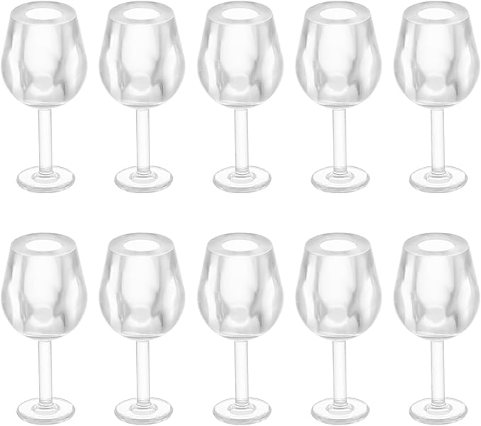 NUOBESTY 10Pcs Dollhouse Miniature Wine Glasses Cocktail Mini Beer Cups 1: 12 Scale Drinking Water Cups Model for Dollhouse Food Kitchen Bar Decor Photography Props (White)