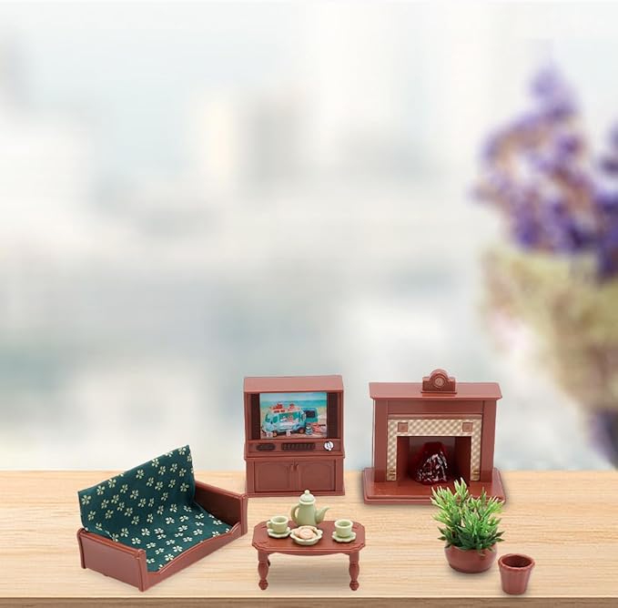 2 Sets Dollhouse Furniture Set, Miniature Furniture Mini Doll House Accessories Decoration Mini Piano Mini Sofa for Dollhouse Decor Home Scene Accessories Ornament Table Craft Display