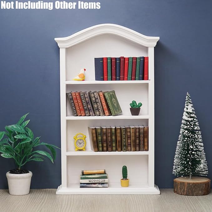 Odoria 1/12 Miniature Shelf Mini Bookshelf Bookcase Miniatures Dollhouse Furniture Accessories Doll House Accessory, White