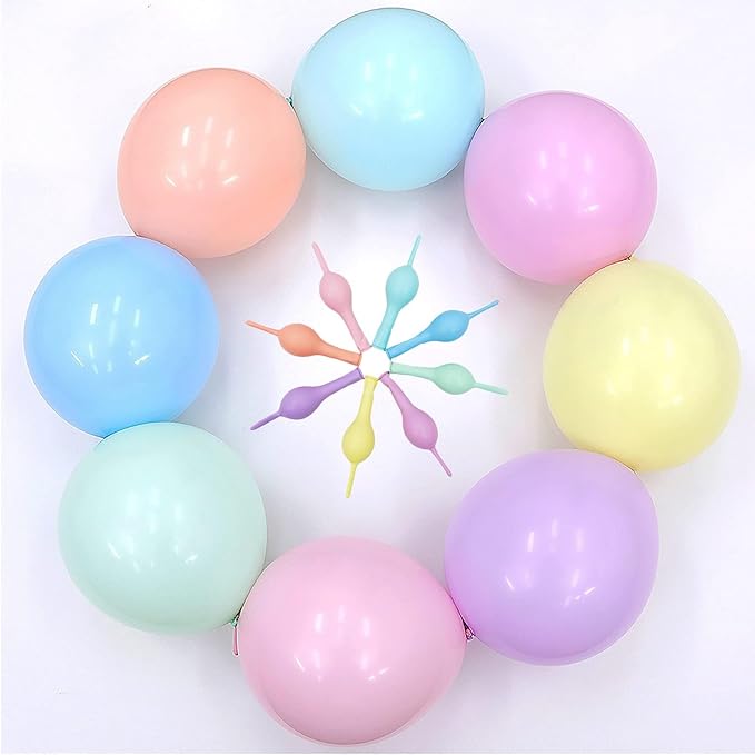 IN-JOOYAA 6 Inch Macaron Assorted Latex Link Balloon 50 Pcs Quick Link Balloons for Party Decoration