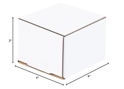 Box USA BM443 4"L x 4"W x 3"H, White (Pack of 50)