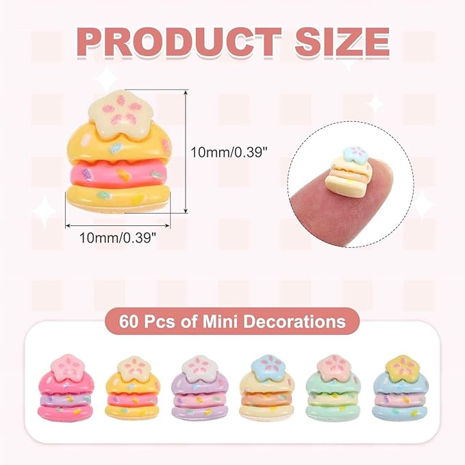 Mini Cute Layer Cake Decor, Miniature Doll Food Crafts for Dollhouse & Landscape & Mini Kitchen & Micro Fairy Garden & DIY Craft Decorations(Dark Colors, 60pcs)